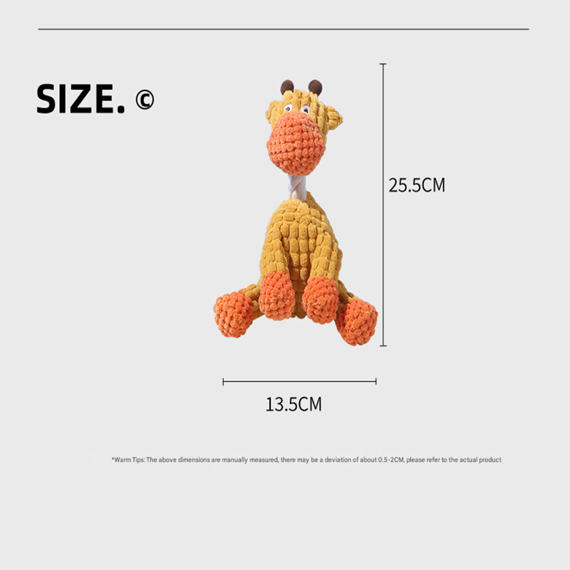 White goat Cuddly Corduroy Squeaky Animal Toy - Interactive Plush Chew for Dogs