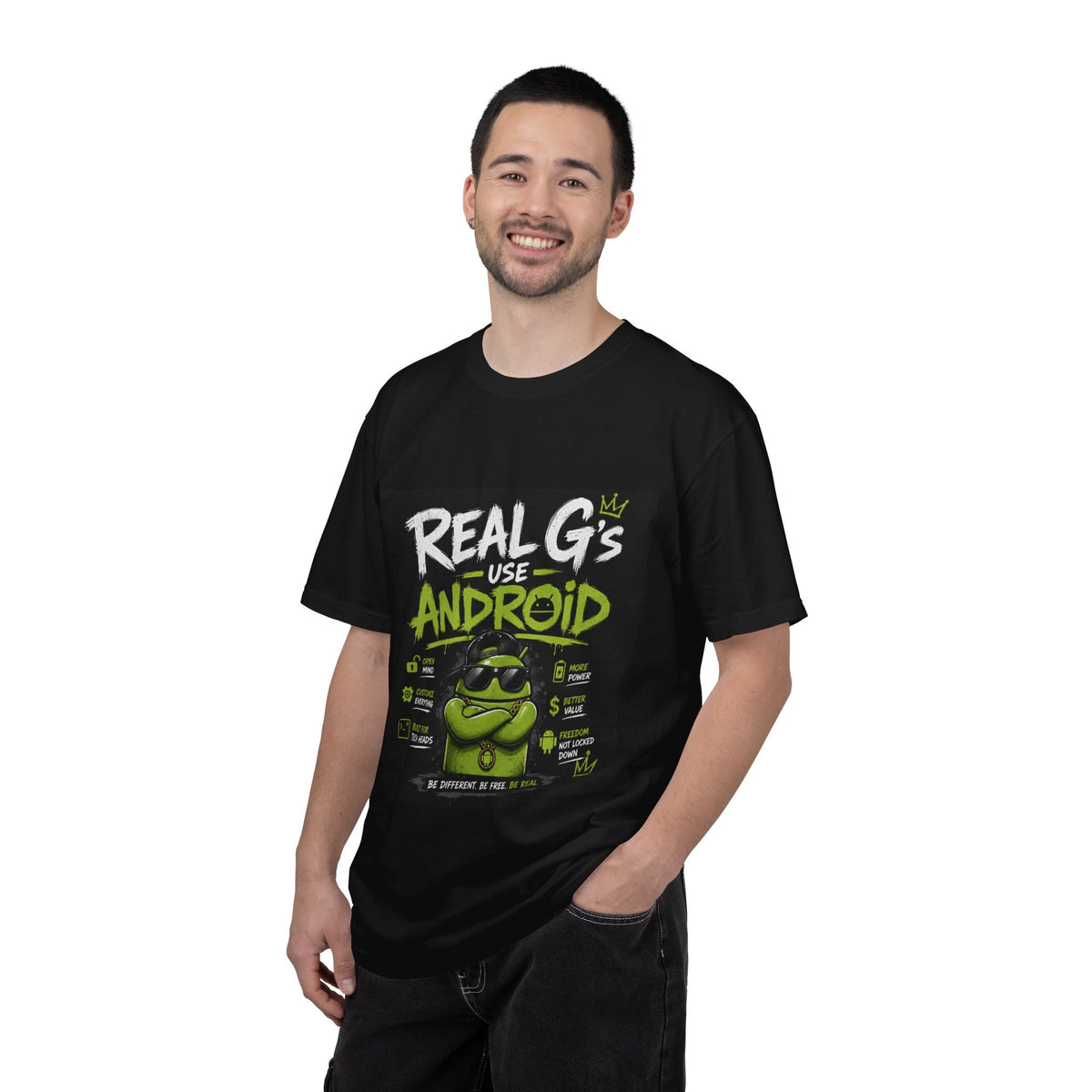 Real G's Use Android T-Shirt — Funny Retro Tech Tee for Android Fans