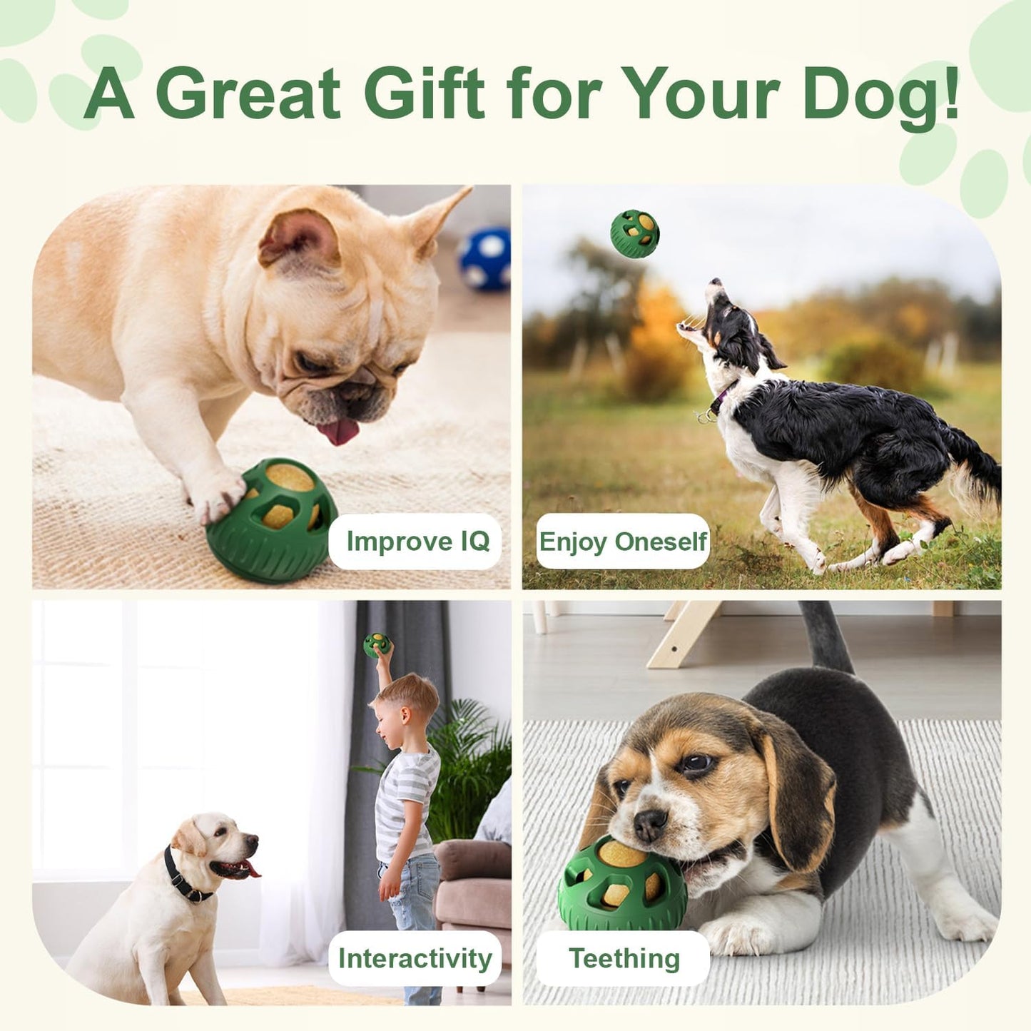 Interactive Dog Toys, Treat Dispensing Dog Toy, Chew Toys to Keep Your Pup Distracted, Frozen Dog Treats Toy for Aggressive Chewer, Durable Dog Puzzle for Small Medium Dog