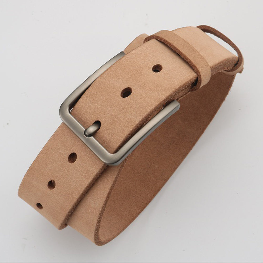 Men's Genuine Leather Belt Full Grain Cowhide Belt with Detachable Buckle (130cm)