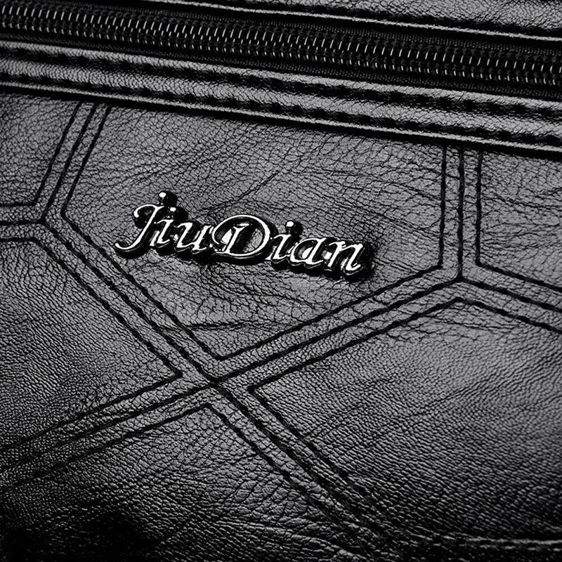 Multi Pocket Women Shoulder Bag Leather Crossbody Handbag Everyday Messenger - Black