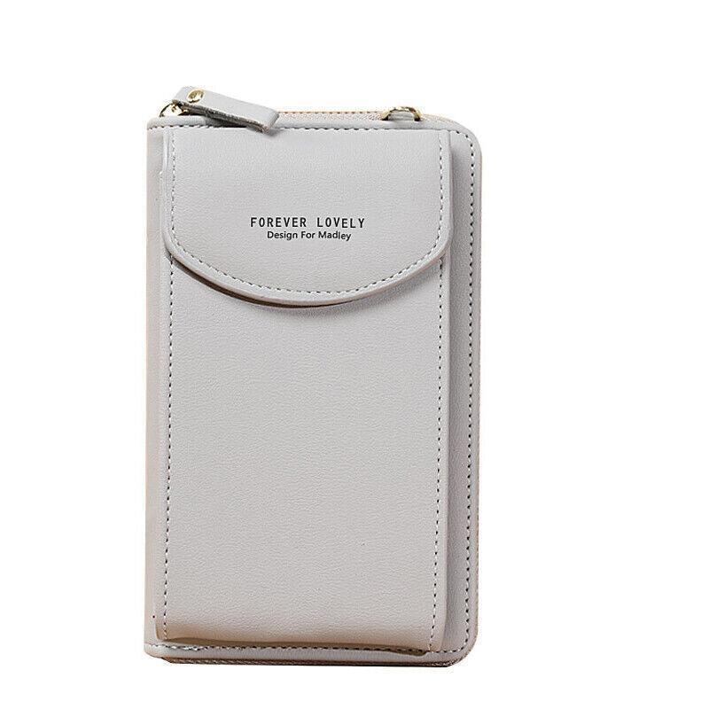 Women Pouch Bag Mobile Phone Bag Pu Leather Crossbody Purse Wallet Shoulder Bag - Light Purple