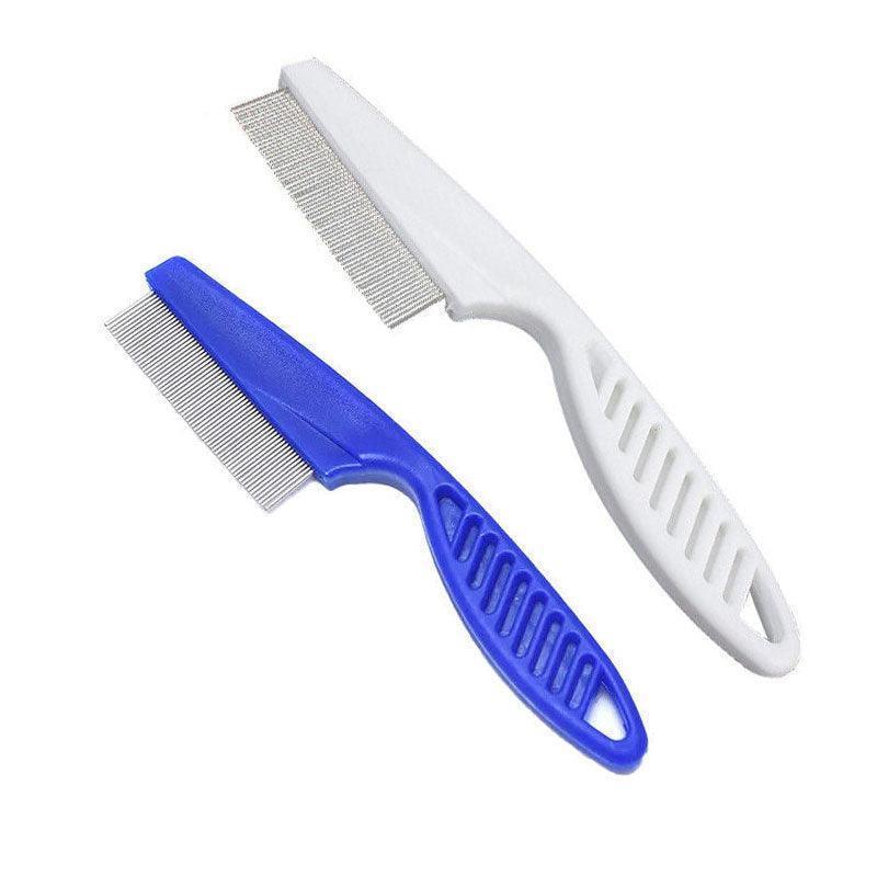 1PC Small Fine Toothed Flea Flee Metal Nit Head Hair Lice Comb with Handle - Blue