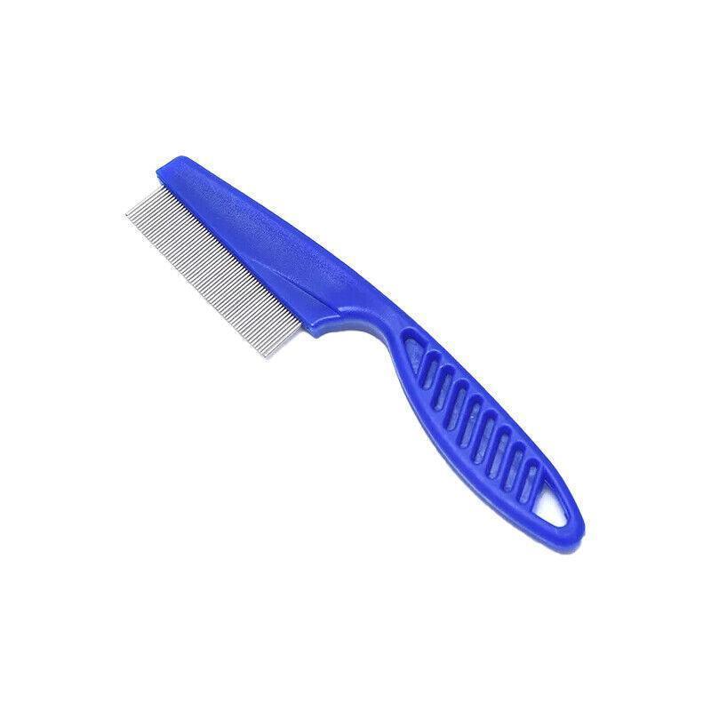 1PC Small Fine Toothed Flea Flee Metal Nit Head Hair Lice Comb with Handle - Blue