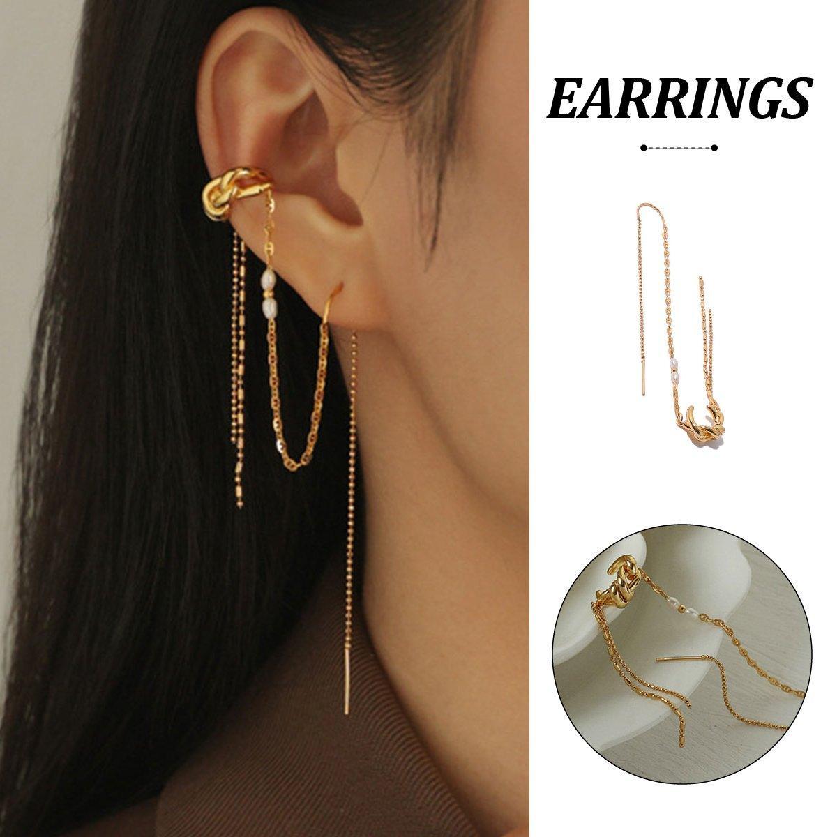 One Piece Earrings Pearl Ear Wire Wrap Design Ear Bone Cuff Clip For Women