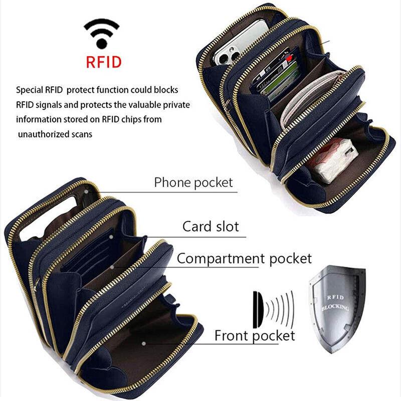 Women Crossbody Phone Purse Touch Screen Bag Rfid Blocking Wallet Shoulder Strap - Pink Purple