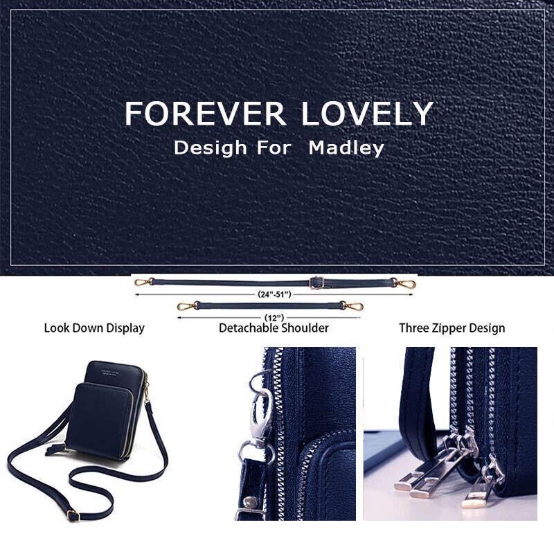 Women Crossbody Phone Purse Touch Screen Bag Rfid Blocking Wallet Shoulder Strap - Dark Blue