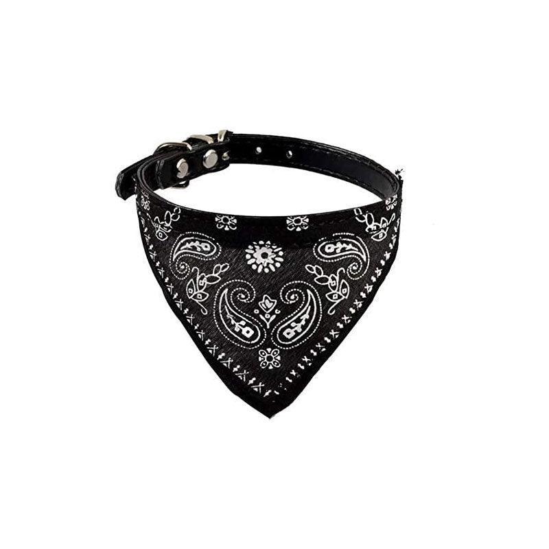 Adjustable Bandana Collar with Bell for Small Dogs and Cats Triangle Scarf Style - Rose Red