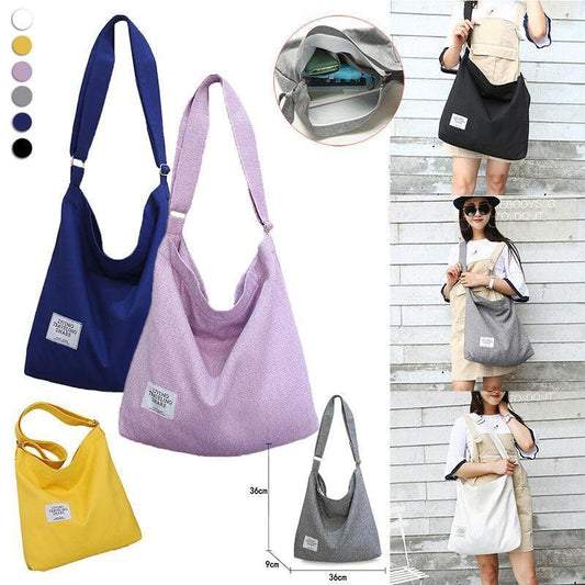 Womens Large Canvas Handbag Ladies Travel Messenger Shoulder Bag Hobo Tote Purse - Dark Blue