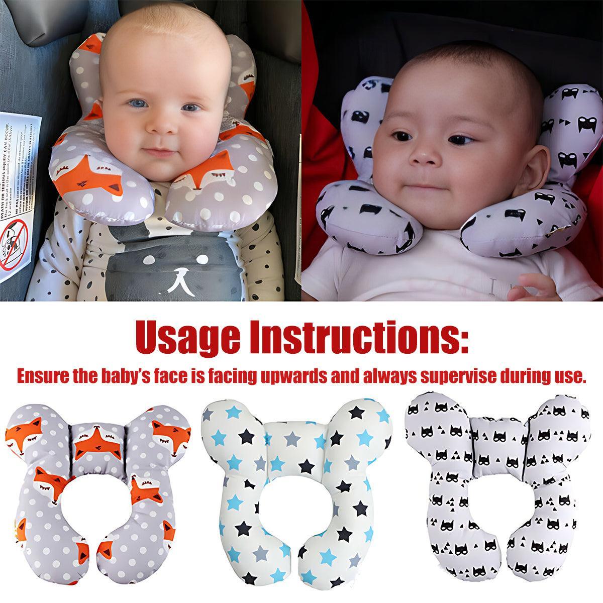 Baby Soft U-Shaped Auto Car Seat Stroller Head Neck Support Pillow Cushion Au - Grey Bear