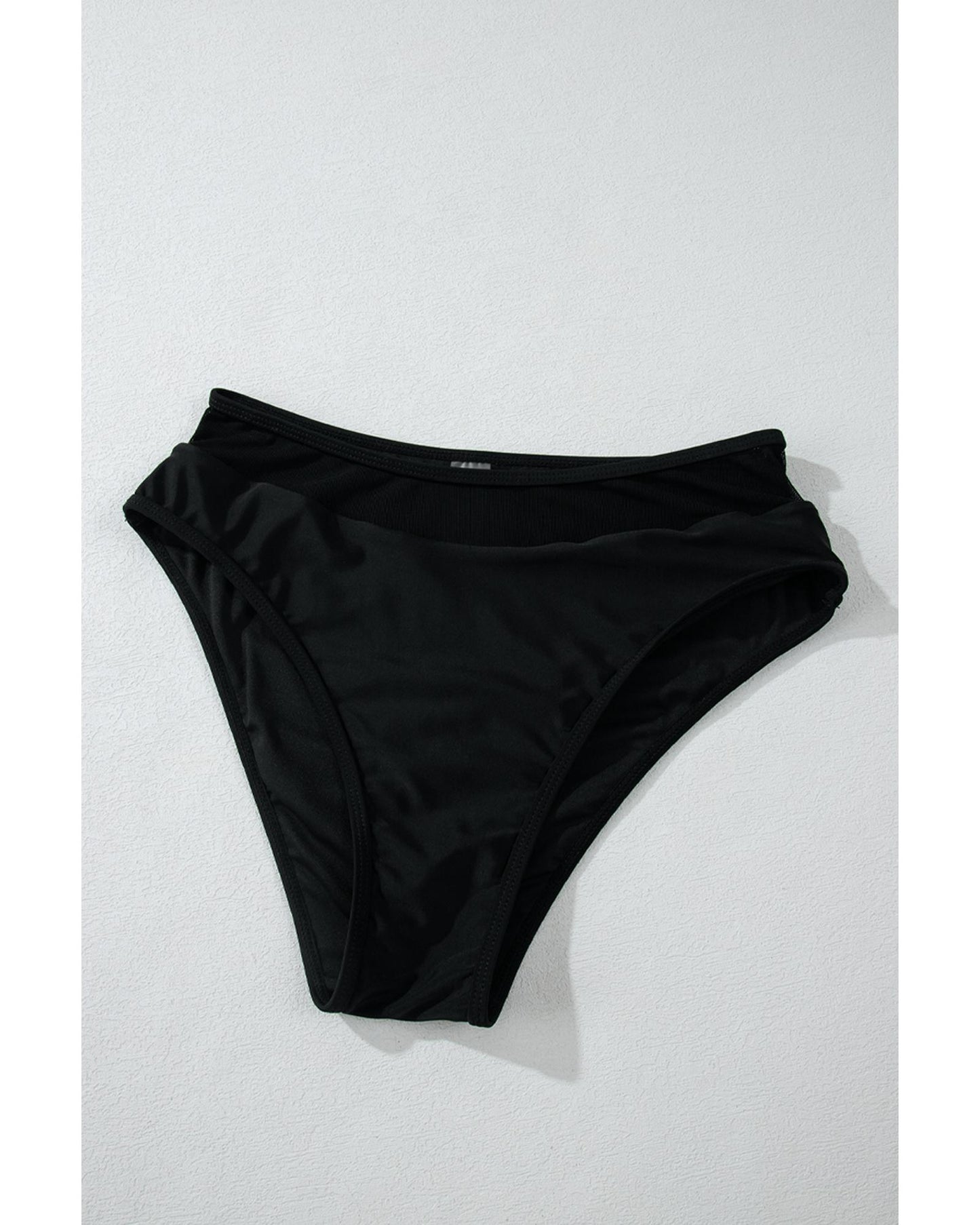 Black Sheer Mesh Edged Halter V Neck Push Up Bikini - XL