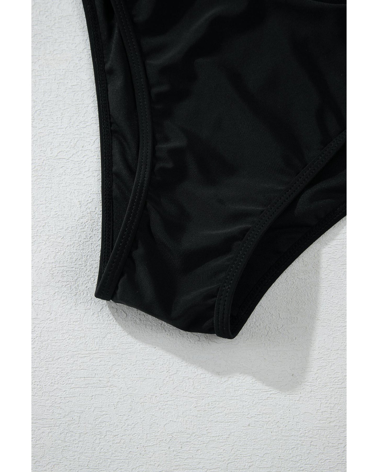 Black Sheer Mesh Edged Halter V Neck Push Up Bikini - XL