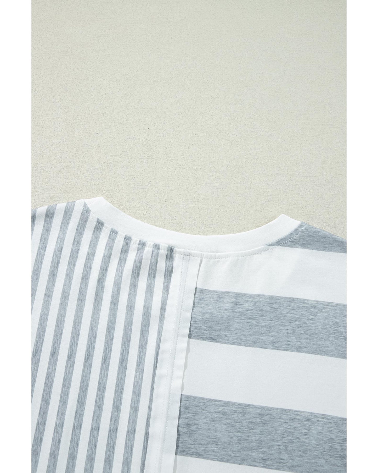 Azura Exchange Gray Stripe Mixed Printed Short Sleeve Shift Mini T Shirt Dress - S