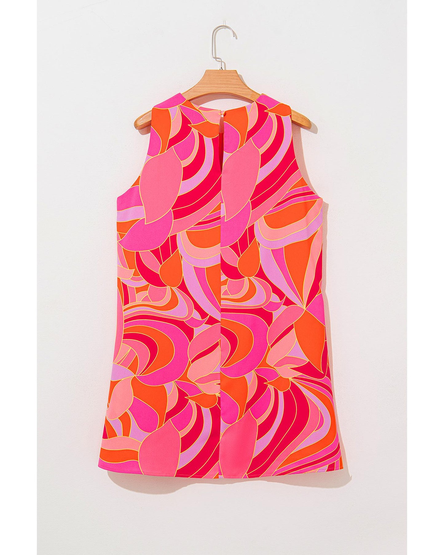 Rose Abstract Floral Print Sleeveless Shift Mini Dress - M