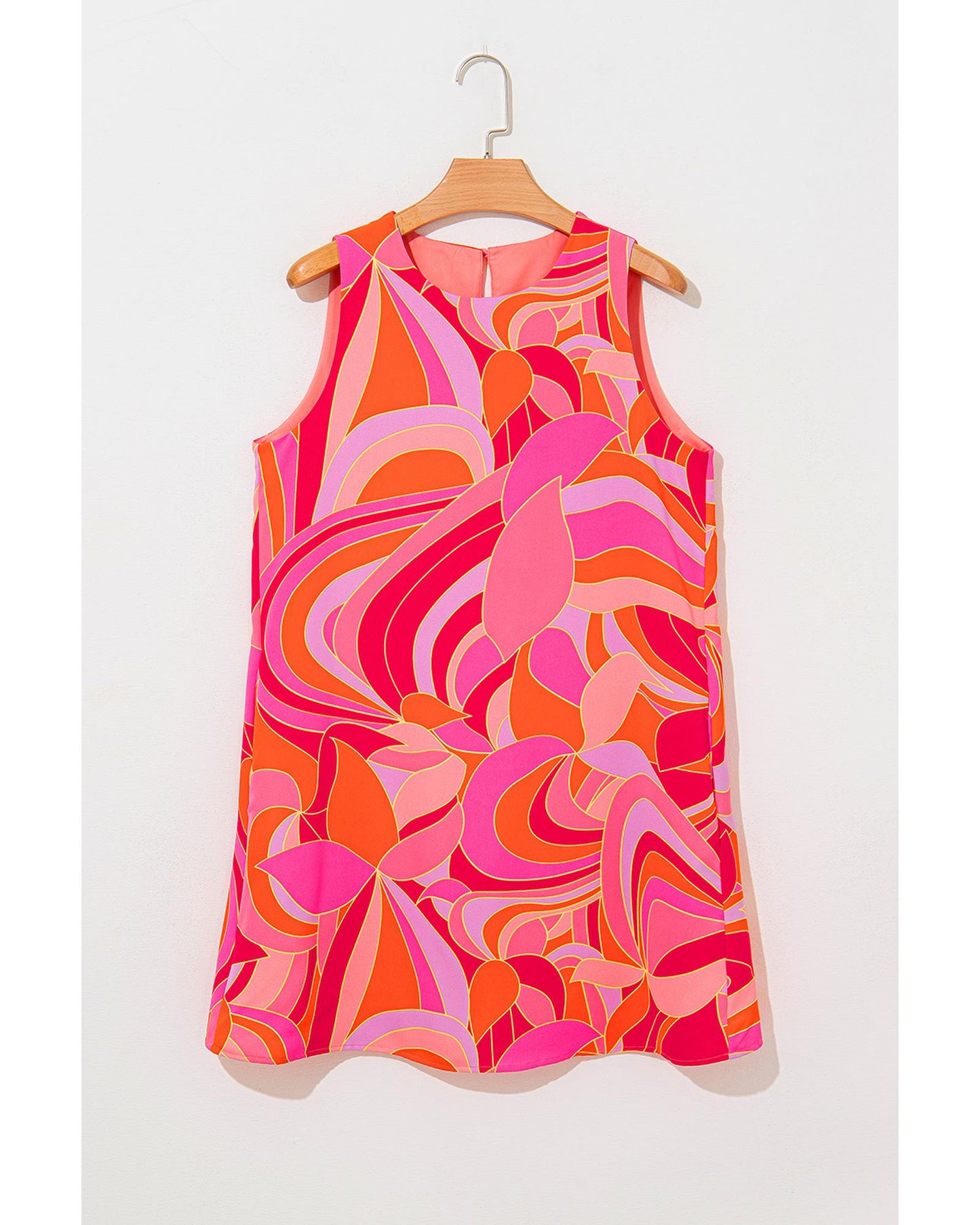 Rose Abstract Floral Print Sleeveless Shift Mini Dress - XL
