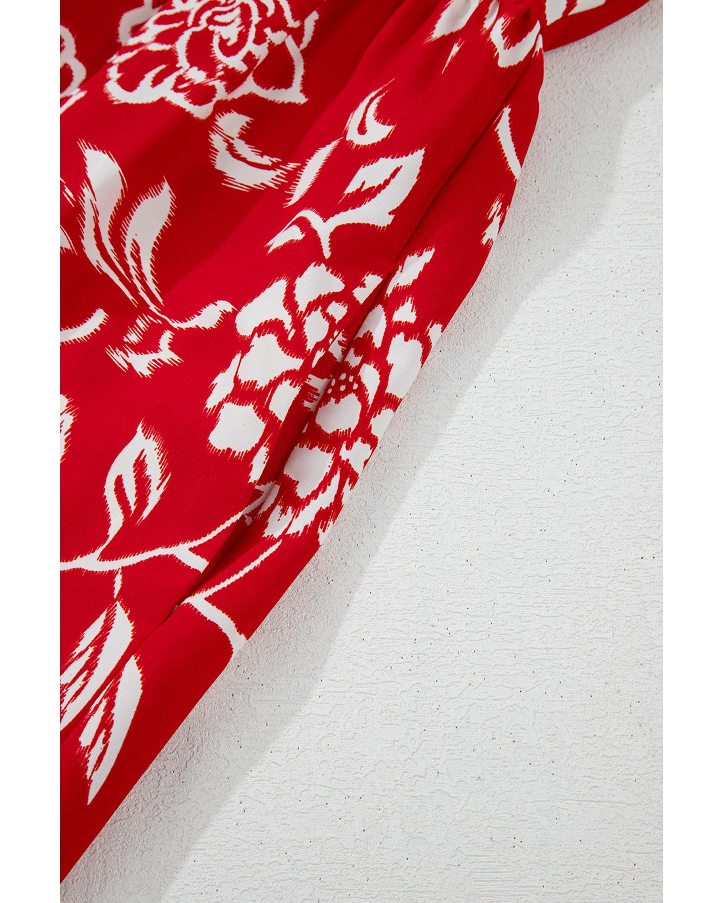 Red Floral Printed Spaghetti Strap Empire Waist Maxi Dress - M