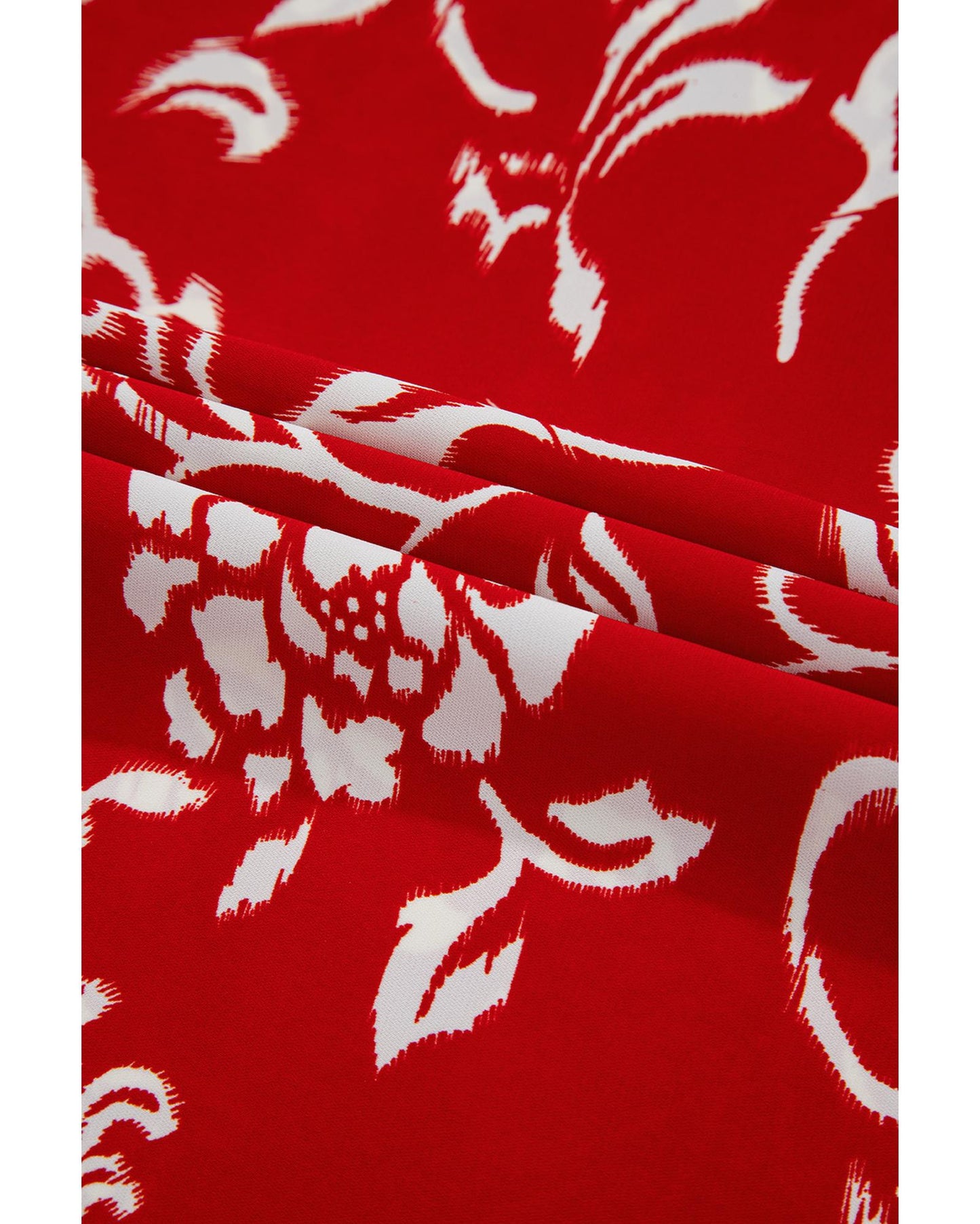 Red Floral Printed Spaghetti Strap Empire Waist Maxi Dress - XL