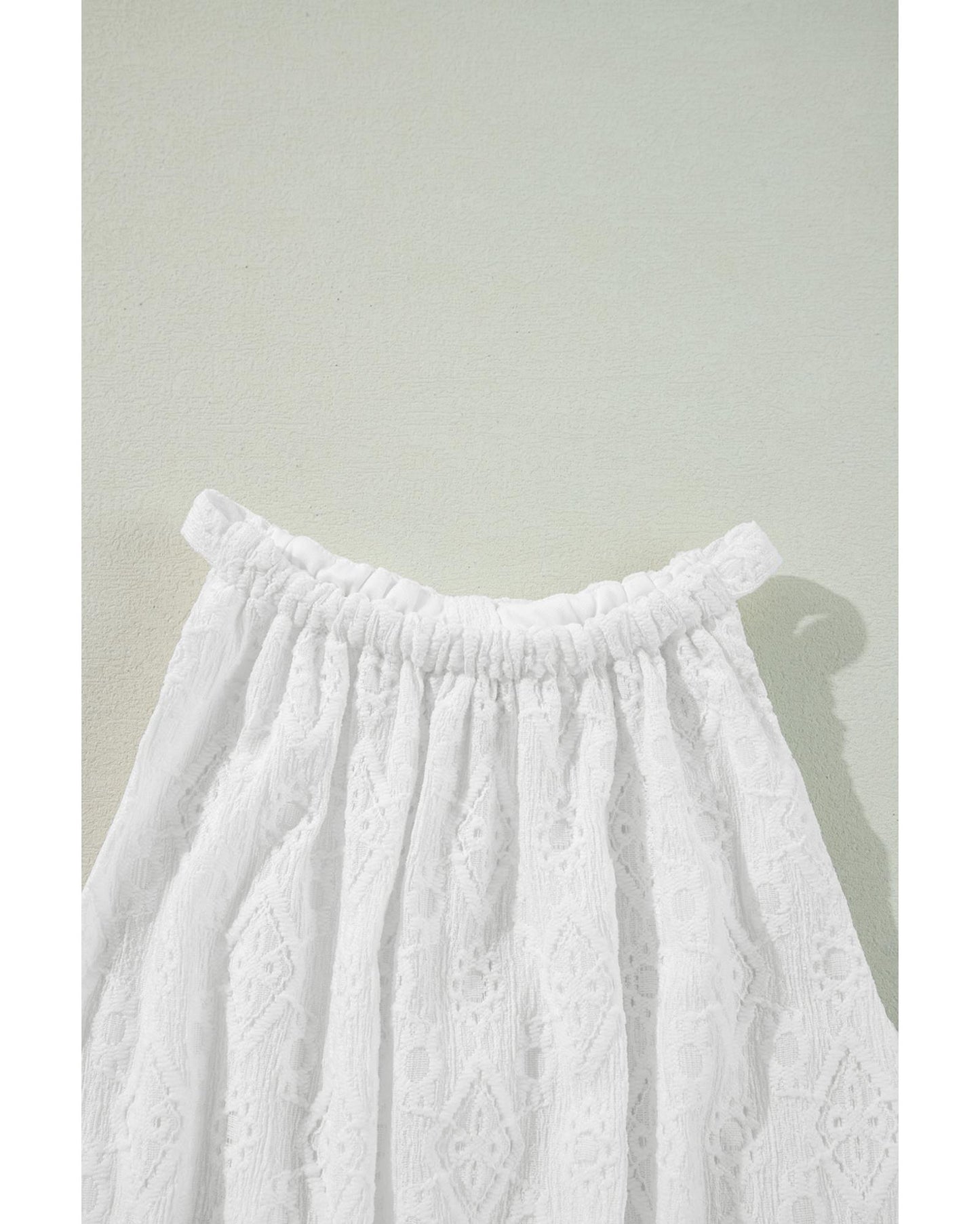 White Lace Sleeveless Knot Hollow Out Back Tied Waist Mini Dress - M