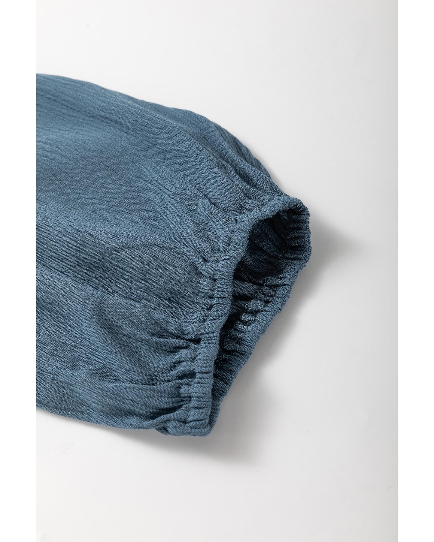 Real Teal Frilled Neckline 3/4 Sleeve Layered Ruched Mini Dress - S