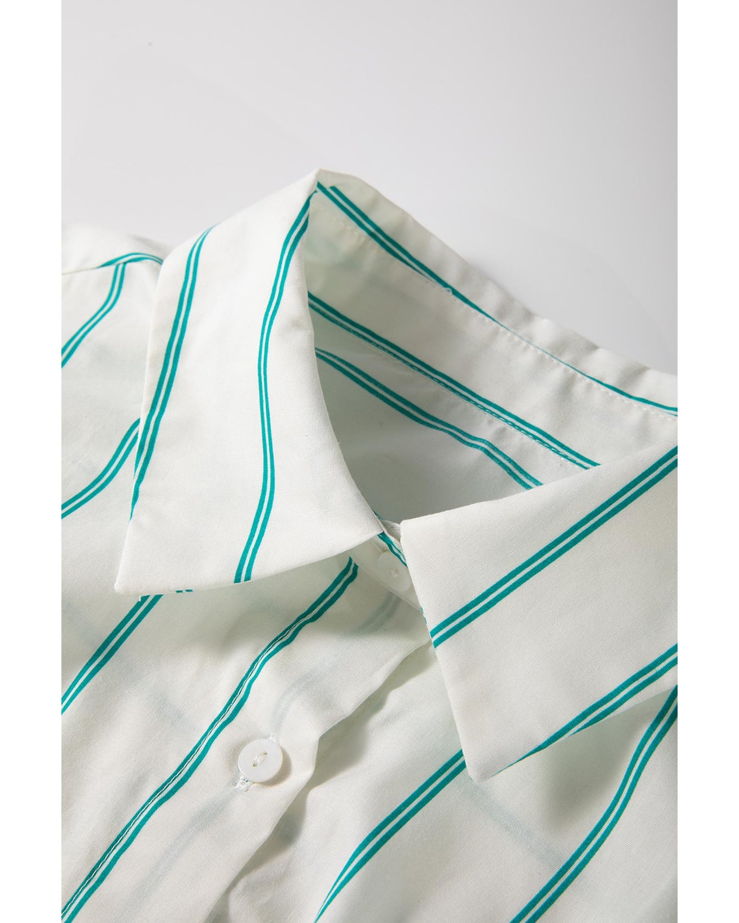 Mint Green St Patricks Striped Wide Short Sleeve Shift Mini Shirt Dress - M