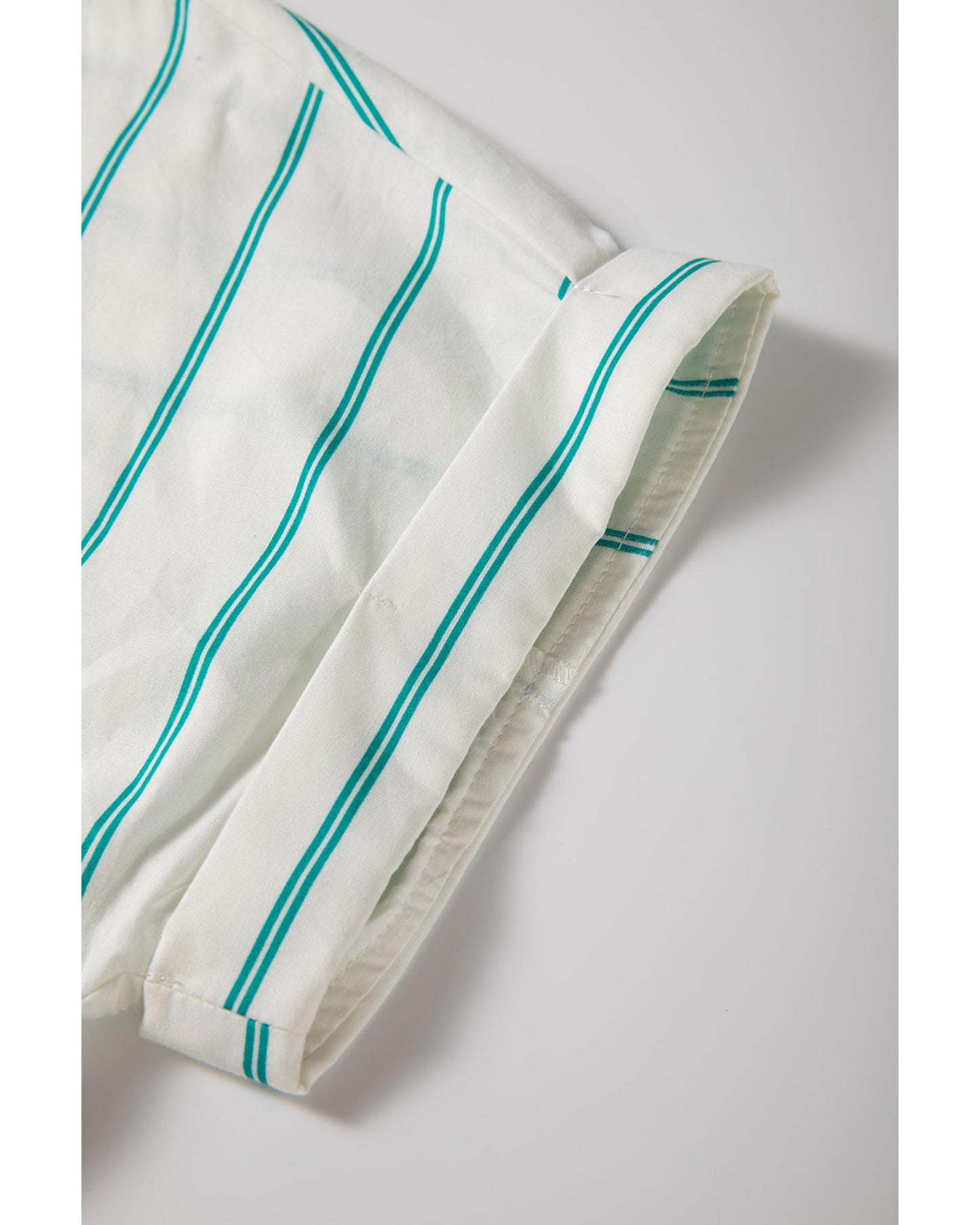 Mint Green St Patricks Striped Wide Short Sleeve Shift Mini Shirt Dress - S