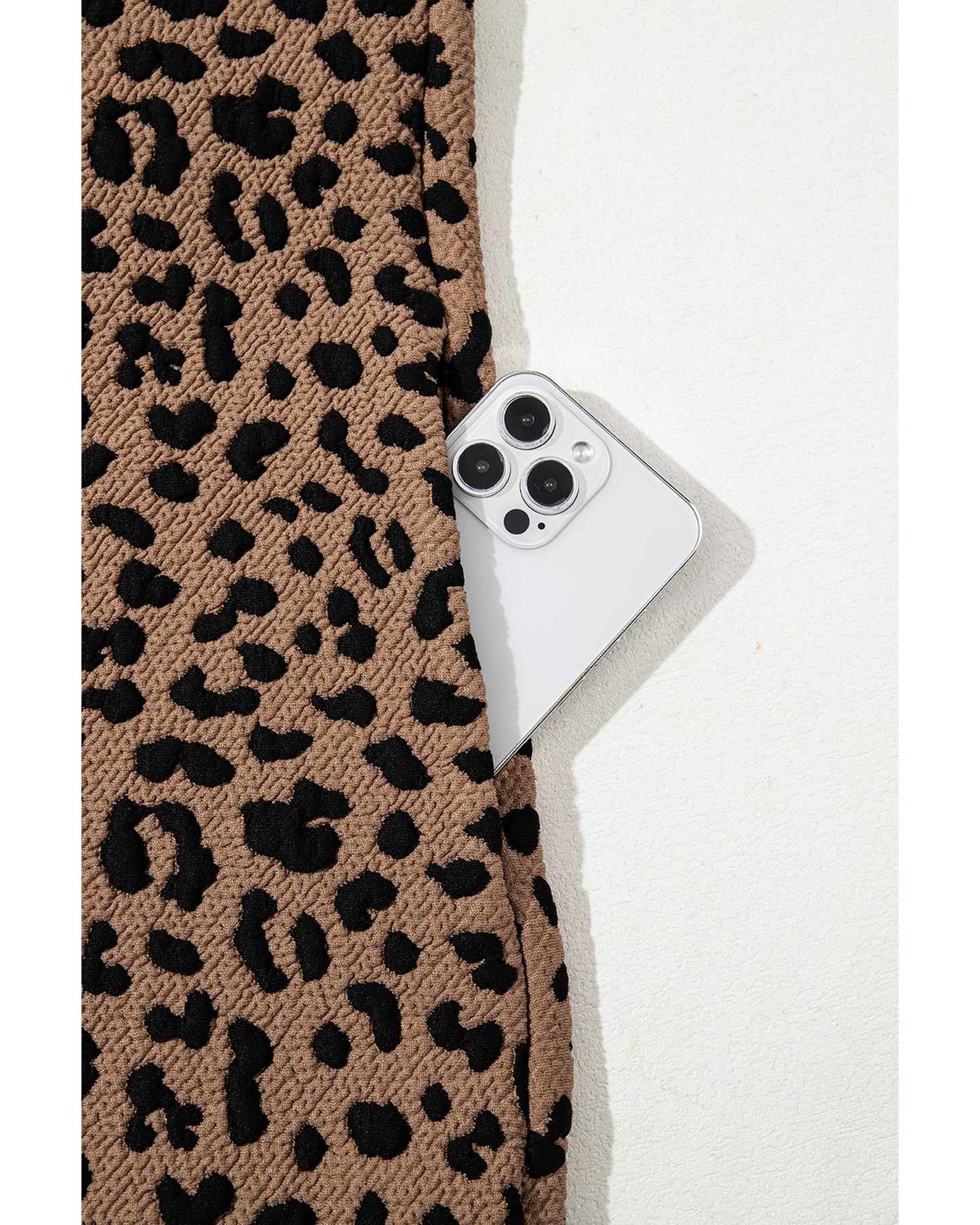 Khaki Leopard Print V Neck Sleeveless Collared Mini Dress - M