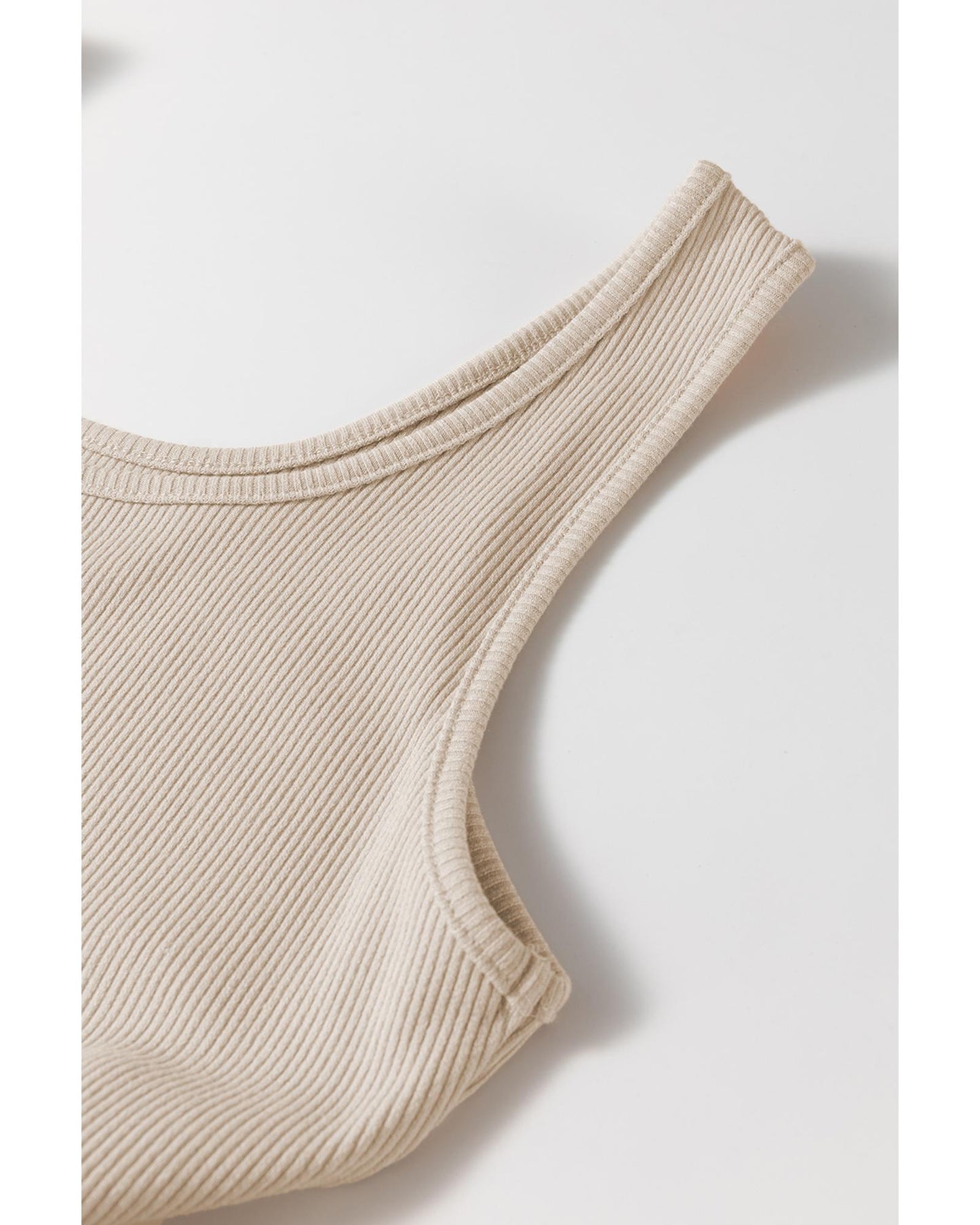 Beige Scoop Neck Ribbed Bodice Pleated Sleeveless Long Dress - M