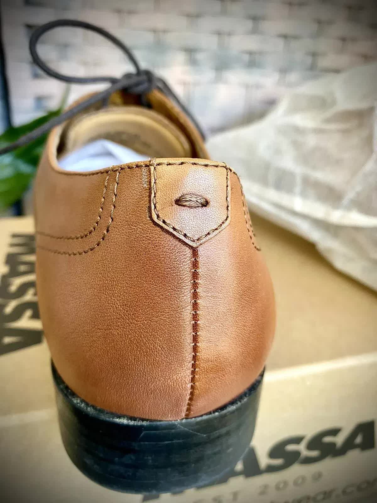 Massa Ascoli Leather Derby Dress Lace Up Shoes Wedding Business Formal in Tan - UK 9