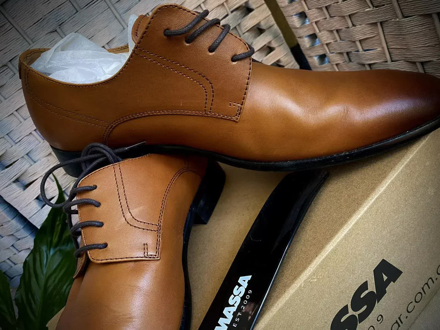 Massa Ascoli Leather Derby Dress Lace Up Shoes Wedding Business Formal in Tan - UK 9