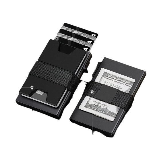 2-Pack Grey Metal Thin Slim Men Women Pop Up Wallet (10.1 x 6.9 x 1.7 cm) - RFID Anti-theft Card Holder with box